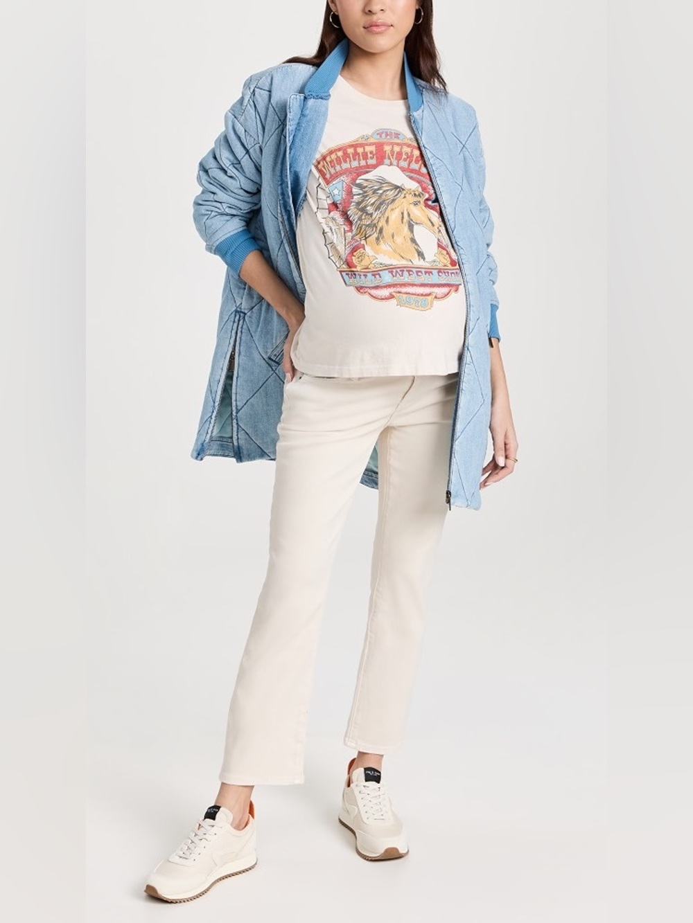 Hatch The Straight Leg Denim Jeans Vanilla Stretch Waist Pregnant Maternity